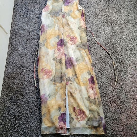 Christy LynnVintage Brown Textured Floral Romantic Maxi Dress Size 6 - Picture 7 of 16